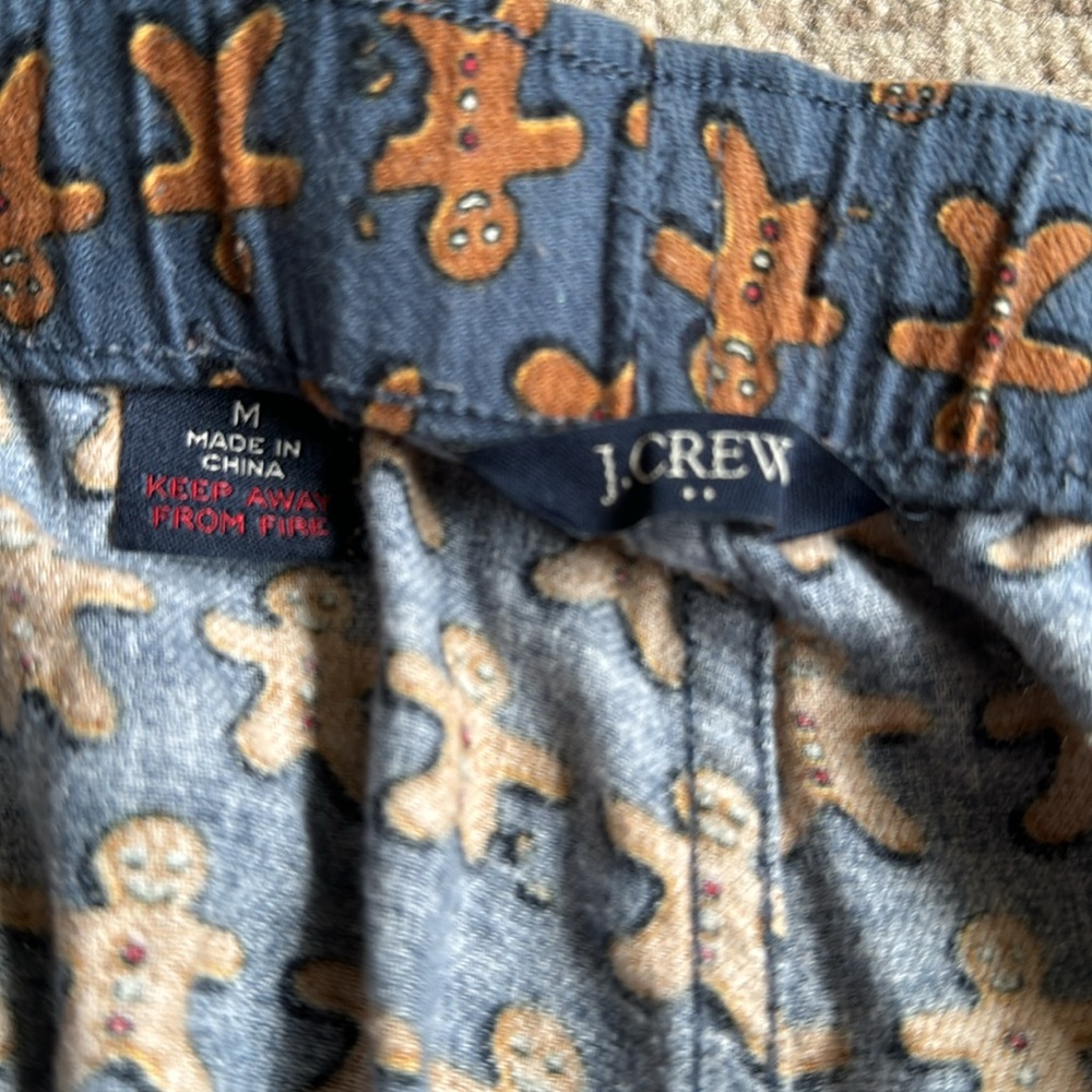 J. Crew Flannel Gingerbread Man Pajama Pants Size Medium - Picture 3 of 4